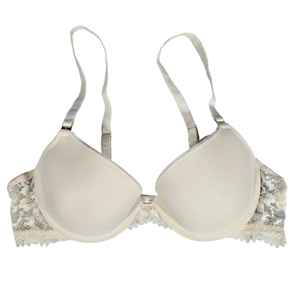 Lauren Ralph Lauren Beige Lace Trim Underwire T-Shirt Demi‎ Bra 36A NWT